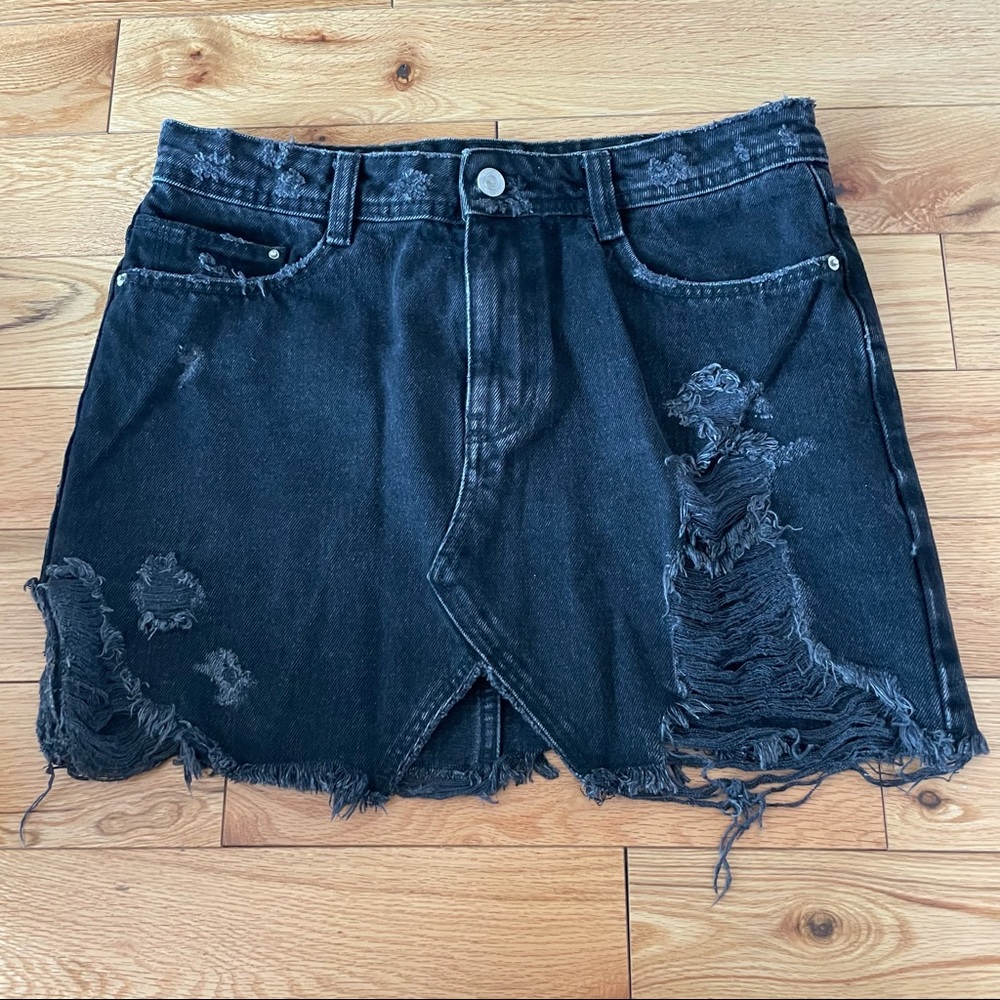 Zara Denim Mini Skirt with Rips